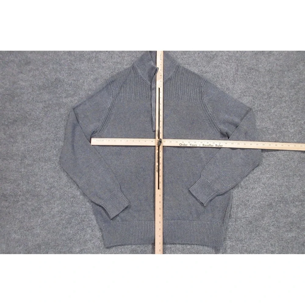 Banana Republic Sweater Mens XL Gray Linen Mock Neck Button Pullover Knit Casual